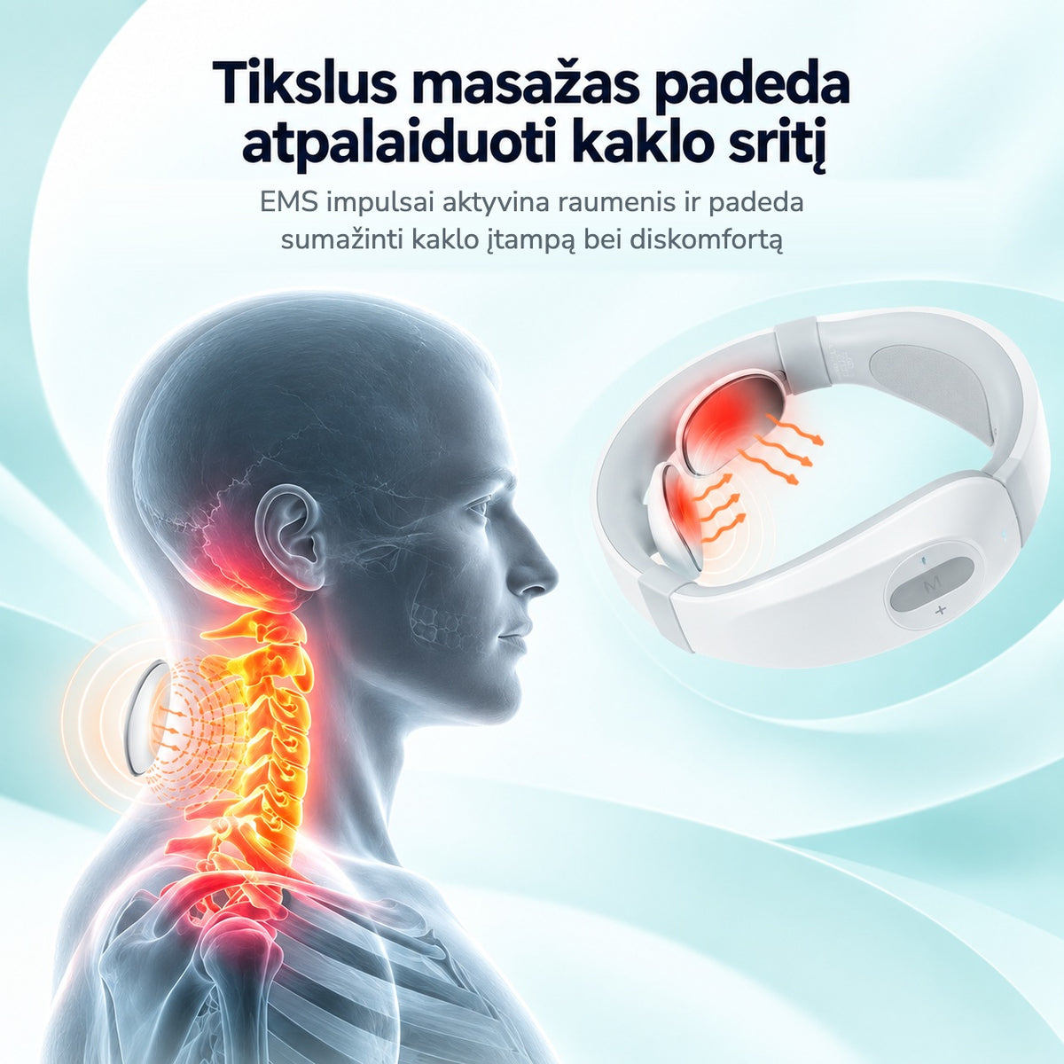 EMS masažas atpalaiduoja kaklo sritį
