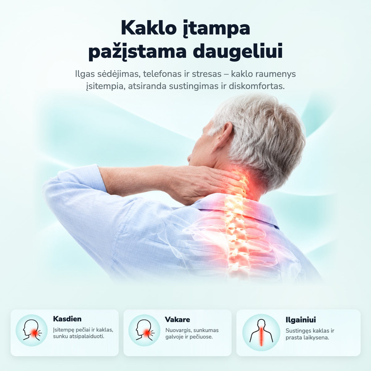 Kaklo įtampa pažįstama daugeliui
